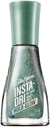 Sally Hansen Insta-Dri Holo-Glow Nail Polish | Quick Dry, Long Lasting, Streak-Free Shine | Semi-Opaque, Shimmery | 104 All That Shimmers | Holographic Green Nail Color