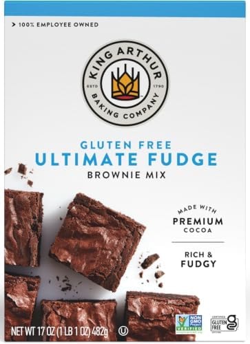 King Arthur Gluten-Free Fudge Brownie Mix, Certified Gluten-Free, Non-GMO Project Verified, Certified Kosher, 17 Oz