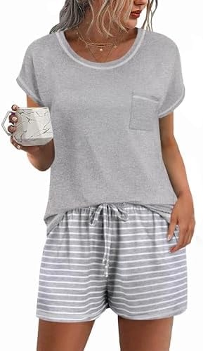 Ekouaer Womens Pajamas Sets Short Sleeve Tops and Shorts Pjs Soft Sleepwear