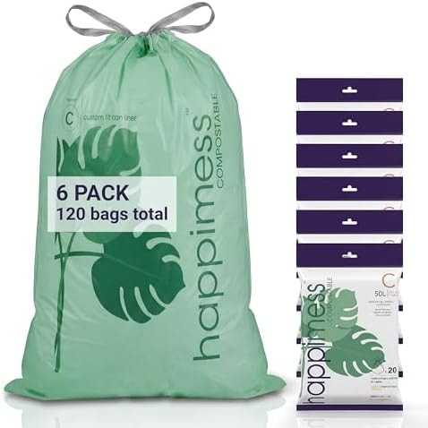 happimess Douglas 20-Count Unscented 13.2 Gal Trash Bags, Green, Pack of 6