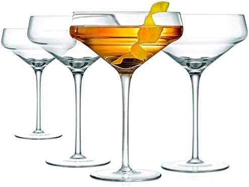 NutriChef Sets of Crystal Martini Glass, Ultra Clear, Elegant Crystal Clear Wine Glass Pair, Dishwasher Safe, Great For Dinner, Parties, Wedding, And Elegant Occasions, 4.88 Inch Max Diameter