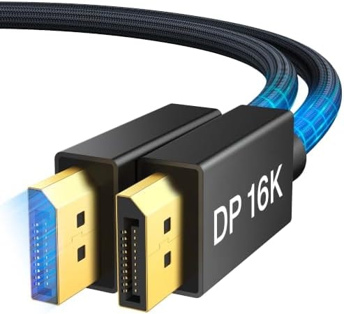 IVANKY 80Gbps Displayport Cable 2.1, 16K DP Cord [16K@60Hz,8K@240Hz,4K@540Hz 480Hz 240Hz], Display Port 2.1 Cable Support HDR10, HDCP, DSC 1.2a, for 5090,7900Graphics/PC/TV/Gaming Monitor, 6.6FT