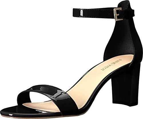 Nine West Women's Pruce Heeled Sandal, Black Patent, 6