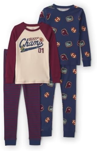 Carter's Boy 4-Piece Tight Fit Cotton Pajama Set, Sports Champ, 5