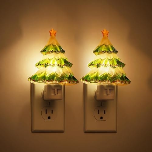JandCase Christmas Tree Night Light, 2 Pack 3000K Night Lights
