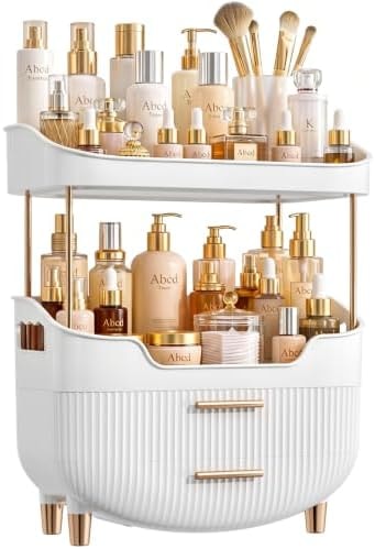 caktraie 4-Tier Makeup Organizer Bathroom Countertop Storage White