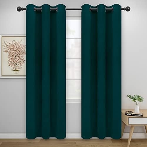 Easy-Going Thermal Grommet Blackout Curtains, 2 Panels 46x84 in, Deep Teal