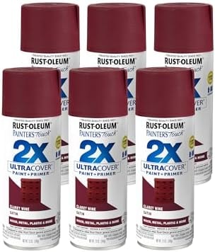 Rust-Oleum 334062-6PK Painter's Touch 2X Ultra Cover Spray Paint, 12 oz, Satin Claret Wine, 6 Pack
