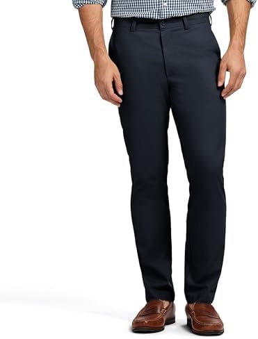 IZOD Men's American Chino Flat-Front Straight-Fit Pants, Navy, 30W x 32L