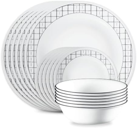 Corelle Delicate Grid 18-Piece Dinnerware Set, Service for 6
