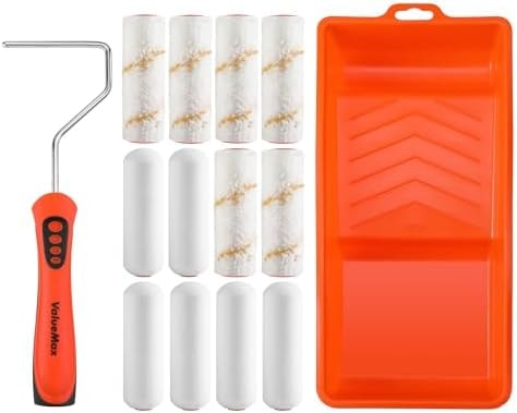 ValueMax Paint Roller Kit, 14-Piece 4 Inch Paint Roller Kit with High-Density Foam Paint Rollers, Microfiber Paint Rollers, Paint Tray for Painting Cabinets, Doors, Craft Work