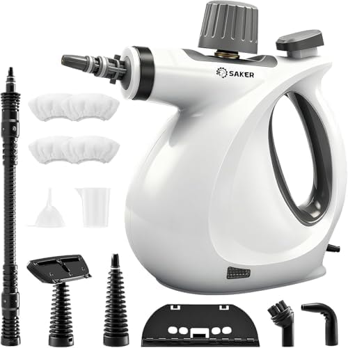 Saker Handheld Steam Cleaner New,Portable Steam Cleaner for Home,1050W Steam Cleaner,4 Fiber Cloths for Quick Heating & Deep Cleaning of Floors, Cars, and Kitchen