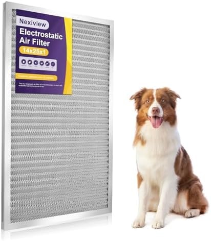 Nexiview 14x25x1 Furnace Filter-MERV8, Washable & Reusable Electrostatic Air Filter, AC/HVAC Furnace Filter, Permanent Air Filter, Breathe Fresher, Easy Install