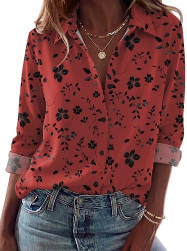 Zeagoo Shirts for Women Long Sleeve Blouses Floral Boho Tops Fall Clothing