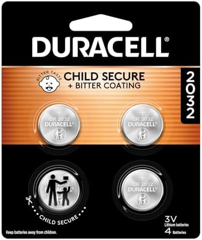 Duracell 2032 Lithium Battery, 4 Count, AirTag & Key Fob, CR2032 3V Cell