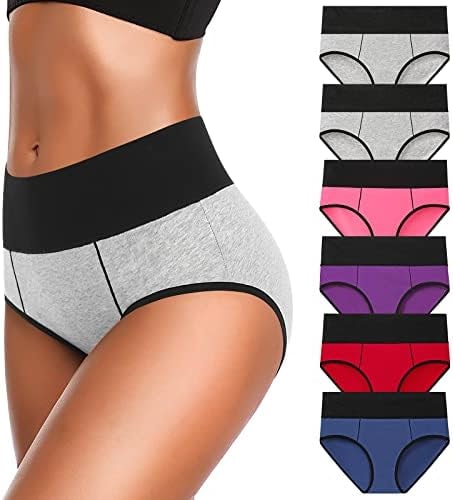 Eiggam Underwear for Women Breatherble Panties Women's Underwear Soft Cotton Brief Panties Postpartum (A-6 Pack Large)