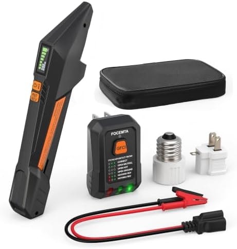 Focemta Circuit Breaker Finder and GFCI Outlet Tester - Digital Receiver with Color Screen & NCV Detection for Home Electrical Safety Including Carrying Case and Adapters 90-135V AC Circuits - FTCT02