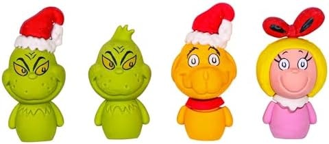 Raymond Geddes Dr. Seuss Grinch Desk Pet Erasers - Pack of 24 - Fun Holiday Erasers with Grinch Characters