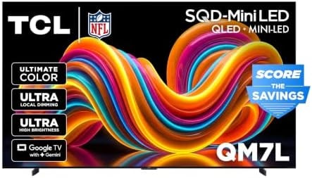 TCL 98 Inch Class QM7L Series | SQD-Mini-LED QLED Smart TV | 98QM7L, 2026 Model | 144Hz | Ultimate Color Ultra Brightness & Contrast | Google AI Bang & Olufsen | Voice Gaming Streaming Television