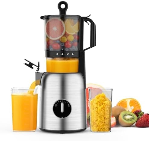 Kismile Cold Press Juicer Machines 5.4" Wide Feed Chute Easy to Clean Black