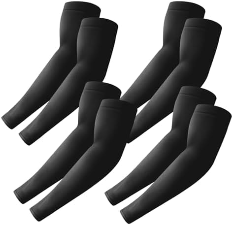 PFFY 4 Pairs Arm Sleeves Cooling UV Protection Compression Black
