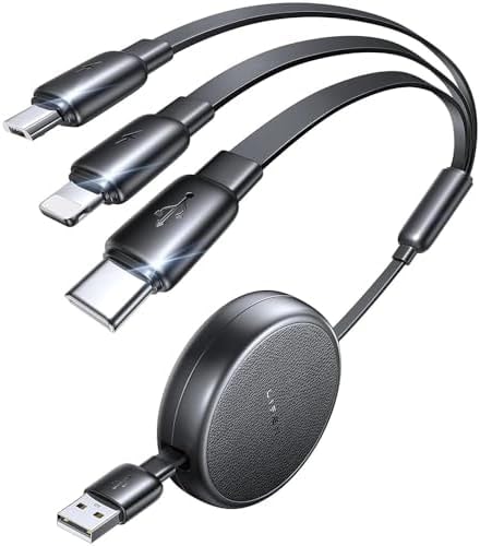 LISEN Multi Charging Cable, Retractable Car Charger for Multiple Devices