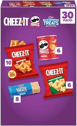 Cheez-It, Pringles & Rice Krispies Treats Snacks Mega Variety Pack, 30.1oz Box (30 Count)