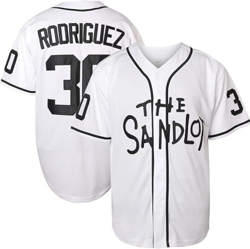 Youth #30 Sandlot Benny The Jet Rodriguez Movie Kids Baseball Jersey Stitched Christmas Summer White-Grey S