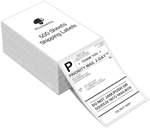 Phomemo Genuine 4X6 FanFold Thermal Shipping Label 500 Labels per Stack