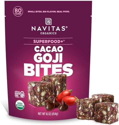 Navitas Organics Superfood Power Snacks, Cacao Goji, 16 oz. Bag, 23 Servings - Organic, Non-GMO, Gluten-Free