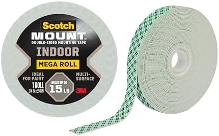 Scotch-Mount Indoor Double-Sided Mounting Tape, White, 1 Roll