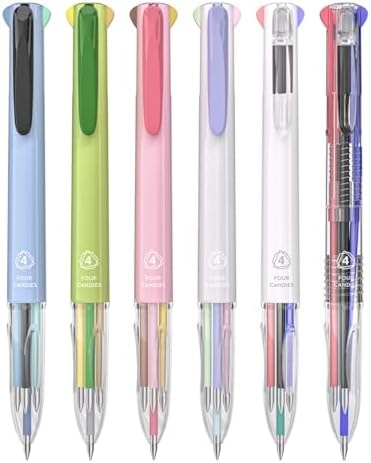 Four Candies 4-in-1 Multicolor Pens, 18 Colors, 6 Pack