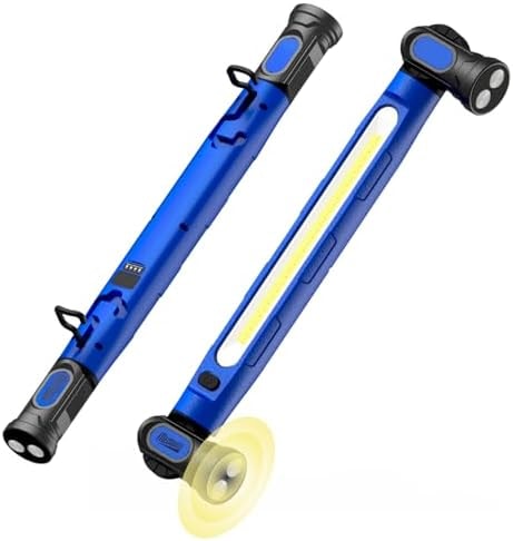 MechaniLite Magnetic Work Light, 3000LM LED & 5200mAh Magnetic Light Bar with Hooks, Cordless Rechargeable Work Light Easter Birthday Gifts for Men/Mechanic/Under Hood/Car Repairing-Blue(1 Pack)