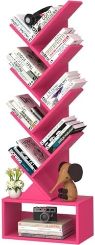 SHEEPAM 9-Tier Tree Bookshelf Floor Standing Narrow Space Storage Bookcase