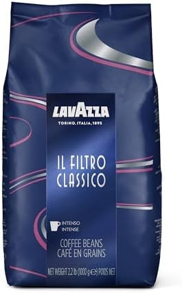 Lavazza Il Filtro Classico Dark Roast Whole Bean Coffee 2.2LB Bag ,Authentic Italian, Blended and roasted in Italy, Dark Chocolate and hazelnut aromatic notes