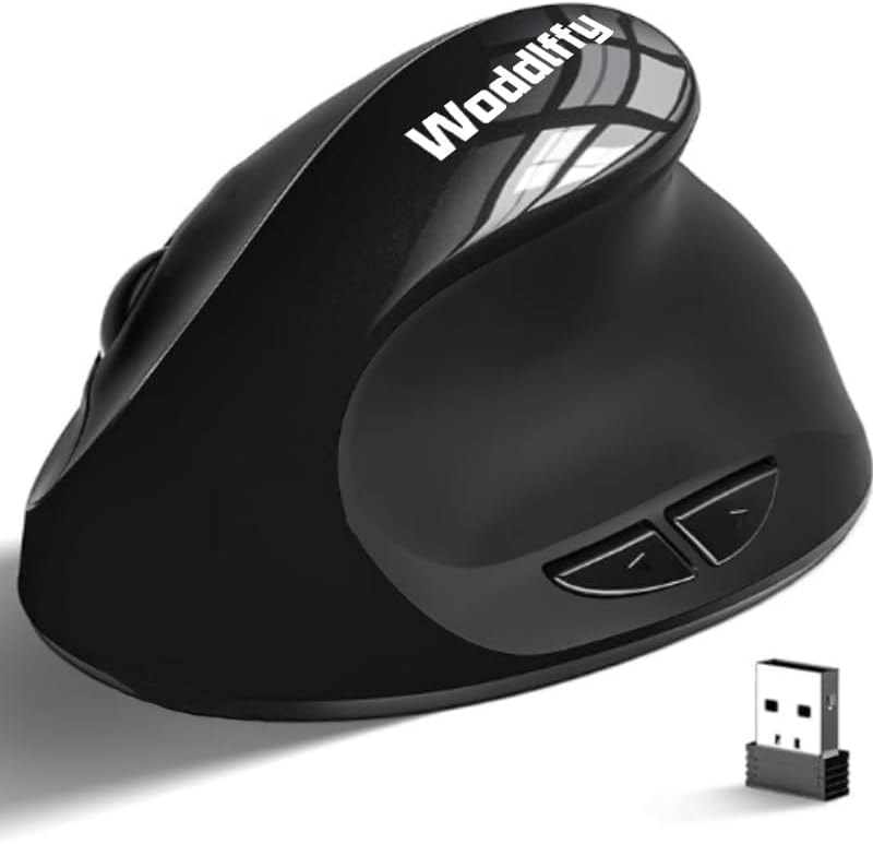 Woddlffy Vertical Mouse,Wireless Small Hand Ergonomic Mouse,Quiet Clicks 3 Adjustable DPI (1000/1200/1600),Compatible with Windows/Mac/Linux