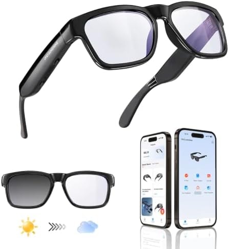 OHO AI Smart Glasses, Photochromic Z87.1 Open‑Ear Bluetooth Sunglasses