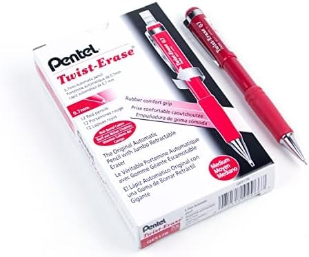 Pentel Twist-Erase III Mechanical Pencil (0.7mm), Red Barrel