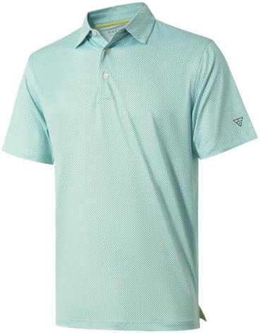 Men's Golf Shirts Dry Fit Short Sleeve Print Performance Moisture Wicking Patterned Polo Shirt for Men