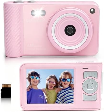 Digital Camera,Pink Digital Camera for Teens Photograper, 50MP FHD 1080P Compact Camera with TF Card, 16X Zoom Anti-Shake,Webcam,Christmas Birthday Gifts for Girl Boys 3-12, 13-18 Years Old
