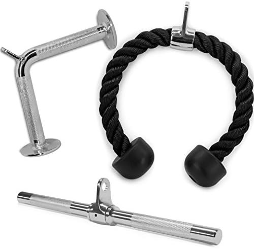 Yes4All Combo Double D Handle & Rubber V-Shape Bar, Multi Cable Machine Accessories, Tricep Press Down Cable Machine Attachment, LAT Pulldown Attachments for Home Gym Set