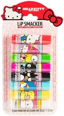 Lip Smacker Sanrio Hello Kitty and Friends 8-Piece Flavored Lip Balm, My Melody, Little Twin Stars, and Chococat, Hydrating & Protecting - Cruelty-Free