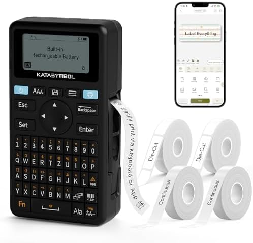 SUPVAN E11 Keyboard & Bluetooth Label Maker Machine with 4 Tapes, Black