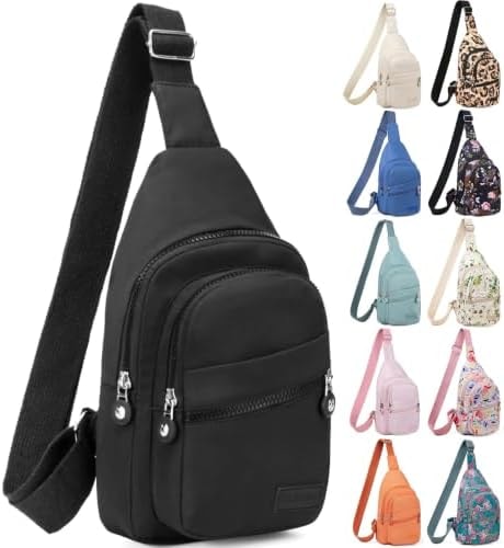 Banelu Small Sling Backpack Crossbody Bags for Women Men, Small Sling Bag Cross Body Bag Fanny Packs Crossbody Purses - Black