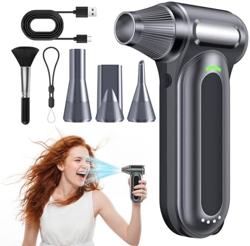 FAOGO Compressed Air Duster, 170,000 RPM Electric Air Duster with Brushless Motor, 4-Speed Cordless Rechargeable Air Blower for Keyboard, PC, Car - Electronics, Canned Air Alternative
