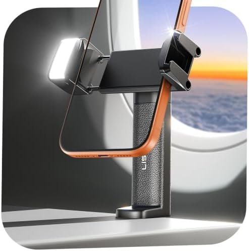 LISEN Airplane Phone Holder with Light, Universal Phone Mount for Desk