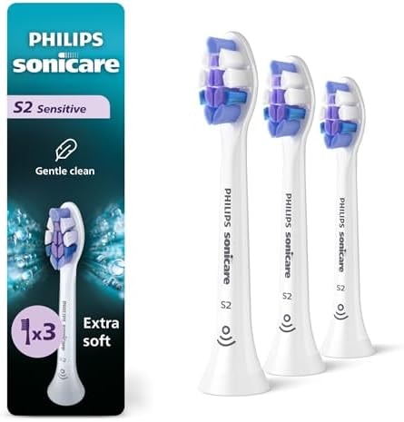 Philips Sonicare S2 Sensitive Brush Heads, 3-Pack, 9 Month Supply, White