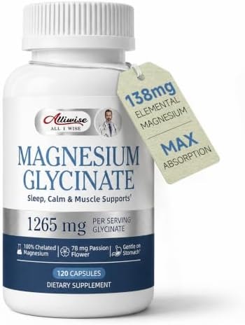 Magnesium Glycinate 1265mg, 100% Chelated Magnesium Capsules for Women/Men