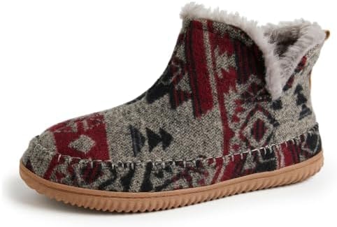 Dearfoams Alpine Men's Brixen Indoor/Outdoor Memory Foam Boot Slipper, Black Combo, 10-11