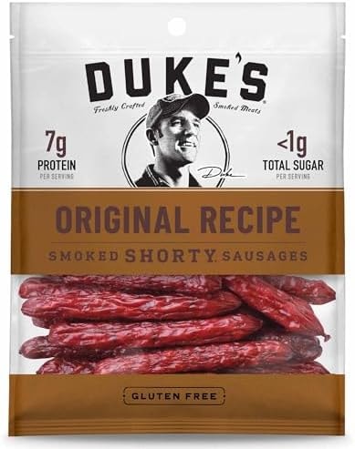 Duke's Pork Original Smoked Shorty Sausages, 7g Protein Per Serving, 4 oz. (Pack of 8)